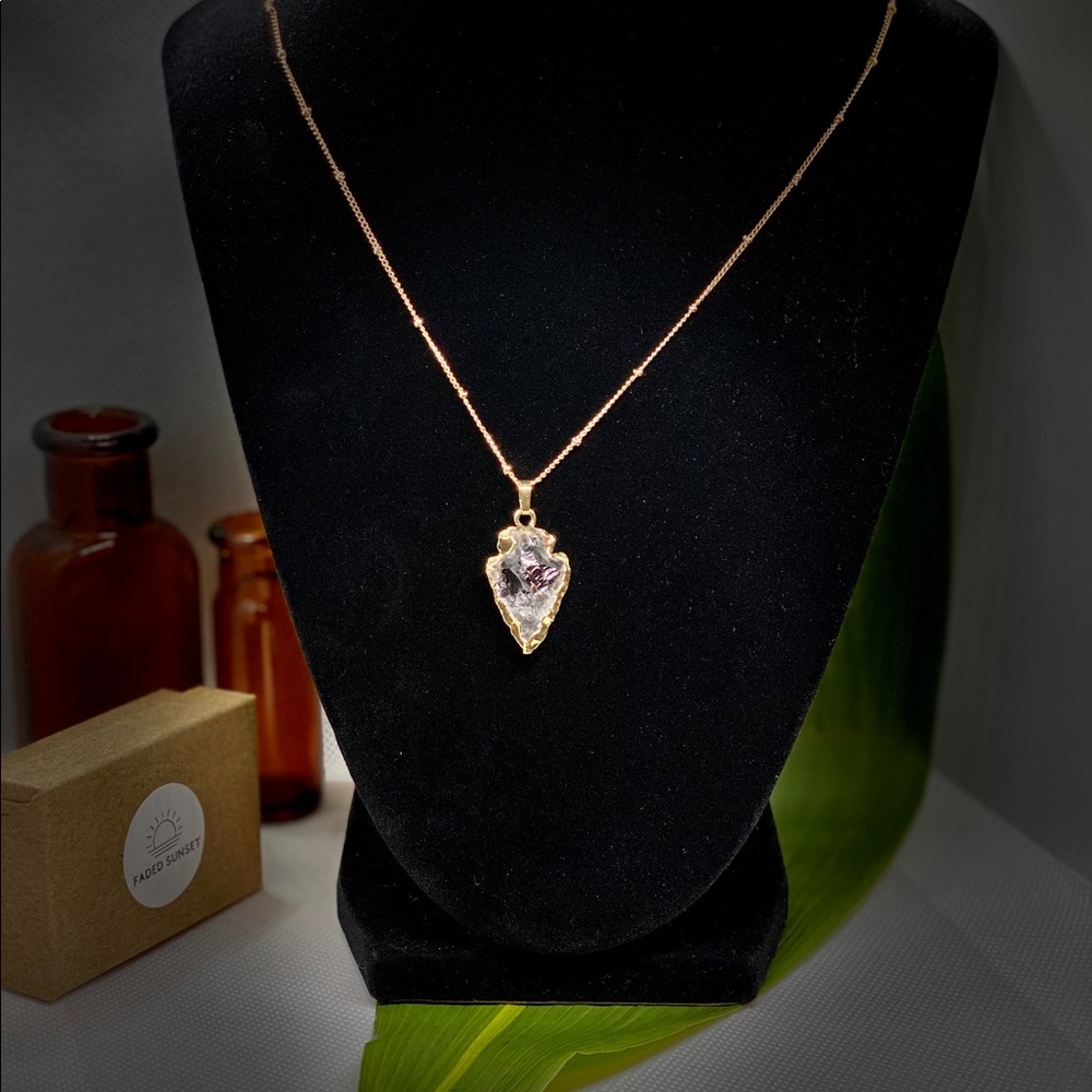 18K Clear Quartz Arrowhead Necklace